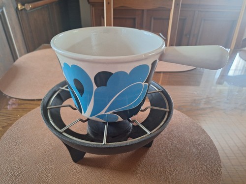 Service fondue paon bleu - fondue, le