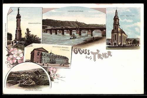 Lithographie trèves pont - pont, de