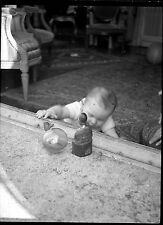 Young Child Baby Infant Garden Toys - Antique Photo Negative Year. 1930