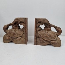 PAIRE DE SERRE LIVRES, Tortue, Flamme, Bois, Indonésie ? Feu, Carapace, 