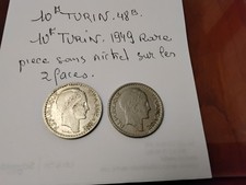 2 pieces 10f turin 1948b et1949 tres rare piece sans nickel photos