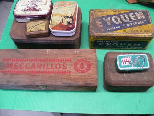 Lot boites fer bois - lot, et
