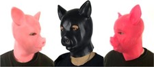 Latex Masque Cochon Rose Gomme Fétiche Complet Tête Caoutchouc Capuche Rôle Jeu