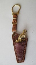 Porte clé, années 60, WESTERN Holster cuir cousu, Cowboy Revolver COLT SAA