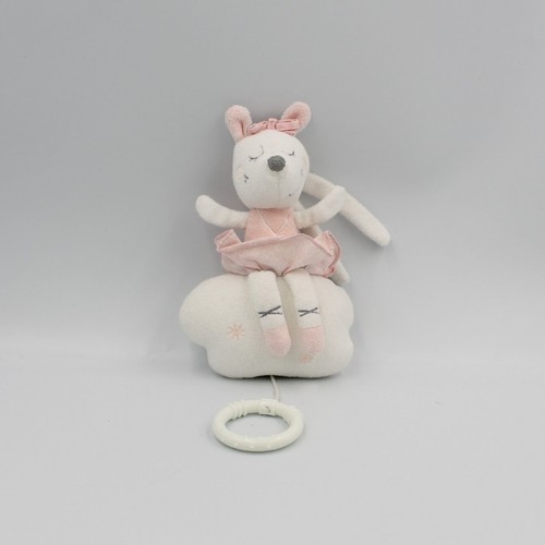 Doudou musical souris blanche