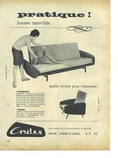 ADVERTISING 1956 CORELAX removable armchair cover