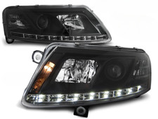 Paire de feux phares Audi A6 C6 04-08 Daylight DRL led noir