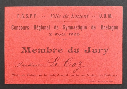 Carte membre jury 1925 - carte,