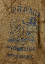 Ancien et rare Sac en Toile de Jute legumes secs companie generale