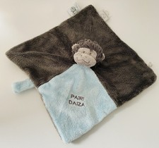 5646🌟Doudou Singe Gris Bleu Plat Mouchoir PAIRI DAIZA Noukies Noukie's