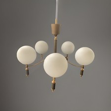 Lustre 5 Feux Laiton Doré Et