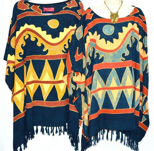 Ethnique poncho haut chemisier - poncho,