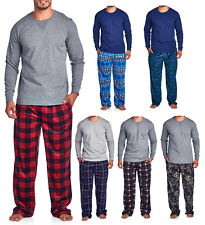 Ashford & Brooks Men's Jersey Knit Long-Sleeve Top and Mink Fleece Bottom Pajama