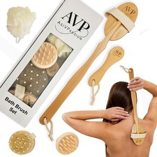 Ensemble 5en1 Brosses Corps à Sec Exfoliant Bio Massage & Brosse Dos Longue