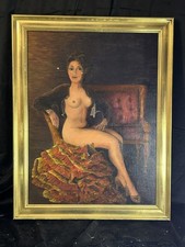 Oil on canvas - portrait of a woman - artistic nude - Impressionist - 20th century