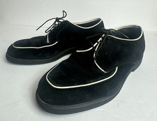 Rockabilly Vintage Hush Puppies Black Suede With White Trim Oxford Shoes Size 9
