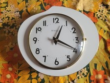 HORLOGE VINTAGE RIVOLIA FORMICA BLANCHE ENTOURAGE NOIR CUISINE RÉTRO 