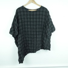 Niche Nilgun Derman XL Tunic Popover Top Grey Plaid Lagenlook Asymmetric Artsy