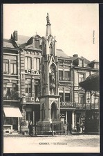 Old postcard Chimay, La Fontaine 