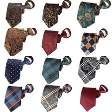 New Checks Striped 100% Silk Adjustable Zipper Pre-tied Men's Necktie Tie