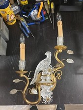 French Bagues Style Gilt Metal and Mirrored Glass Parrot Form Sconces