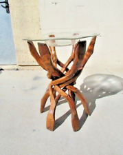 Rare pietement six branches entrecoisées et plateau verre