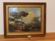 Tableau Peinture ancien sur bois Sud de la France XIXe style Barbizon