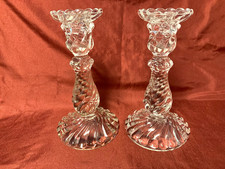Vintage Baccarat Bambous Glass Candlesticks Pair