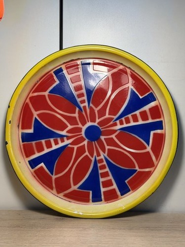 Plateau rond métal - , émaillé