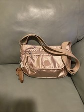 Kipling Syro Rose Gold Metallic 3 Zipper Crossbody Bag With Charm New