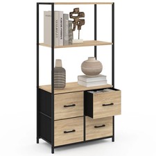 Etagère 3 niveaux avec 4 tiroirs en tissu UTAH 120 cm meuble de rangement design
