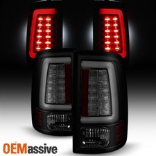 Fits 09-18 Dodge Ram 1500 2500 3500 Black Smoked LED Tube Tail Lights Brake Lamp