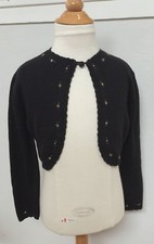 Girls Black BEADED CARDIGAN SWEATER 6 Cropped Bolero Shrug Wrap 6x US ANGELS