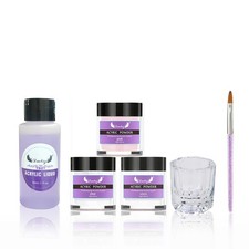 Acrylic Nail Kit Acrylic Powder & Liquid Set With Nail Brush 3 Colors Nail