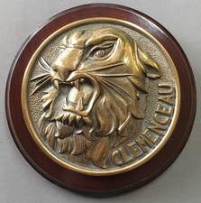 Bronze mouthpiece, Clemenceau aircraft carrier, on wooden base