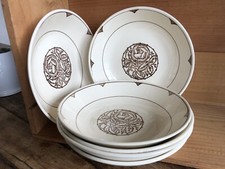 6 assiettes creuses art déco "PRIMAX BRUN" en faïence de Sarreguemines Digoin. 2