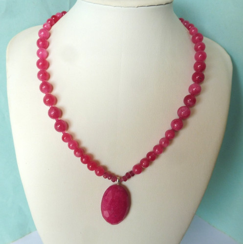 Collier jade naturel rouge - jade,