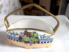 Art Deco Noritake Basket – Peach Luster, Floral & Check Design, c.1920s