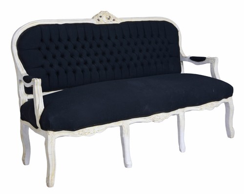Canapé baroque noir - noir, blanc