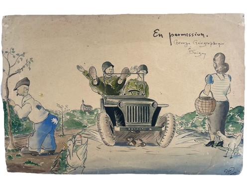 Original 1951 drawing french - drawing,