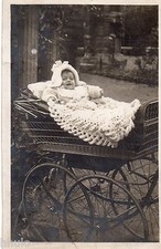 BM081 Vintage Photo Card RPPC Child Baby Pram Stroller