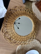 Miroir soleil vintage rotin