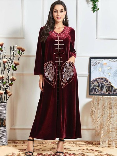 Robe velours rouge bordeaux - rouge,