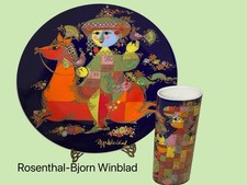 Rosenthal Studio Line Bjorn Wiinblad 13" Wall Plate & Vase Germany Signed