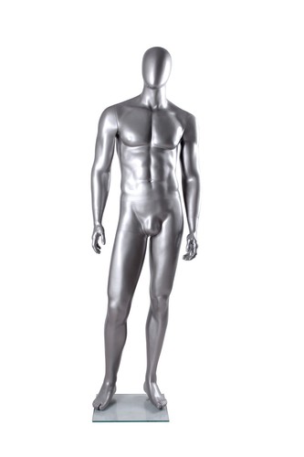 Silver male mannequin matte - silver,