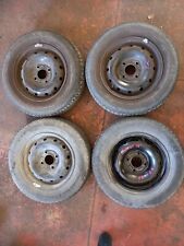 N.4 Jantes En Fer Citroën Peugeot 4 Trou - 13" Usagées + Pneus P8-T6A