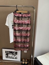 DRIES VAN NOTEN Gradient Colored Bead Shimmering Elastic Straight Tube Skirt