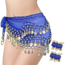Ceinture Danse Orientale Femme Fille Foulard Belly Danse Sequins Doré Écharpe...