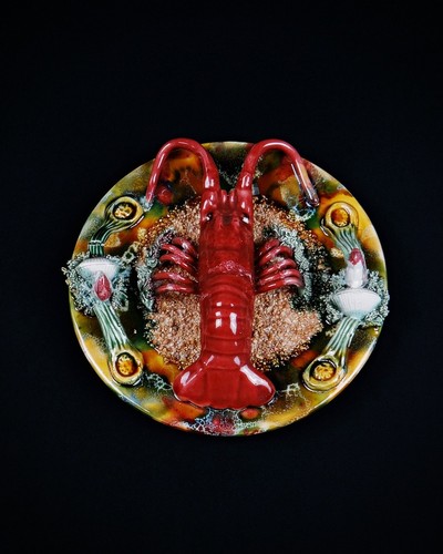 Assiette homard barbotine - assiette,