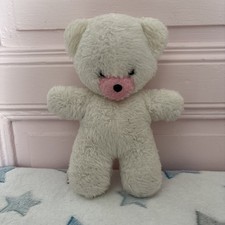 Vintage Nicole Lapalus White and Pink Bear Plush Blanket 24cm
